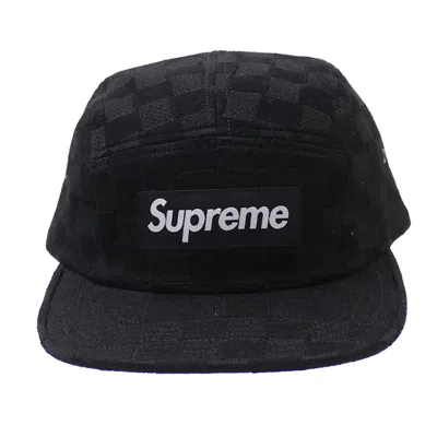 Pre-owned Supreme Checker Weave Camp Cap In Black