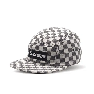 Pre-owned Supreme Checkerboard Camp Cap In Black
