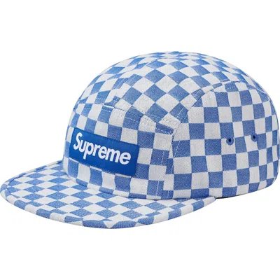 Pre-owned Supreme Checkerboard Camp Cap In Blue