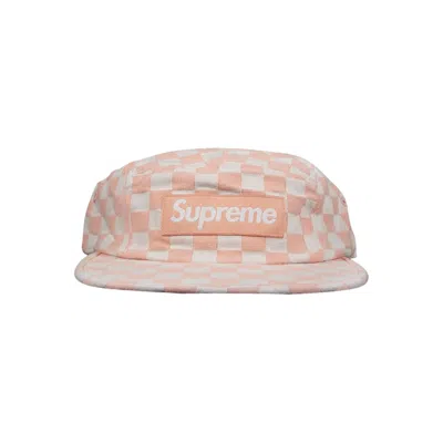 Pre-owned Supreme Checkerboard Camp Cap 'peach' | Orange | Men's Size Onesize