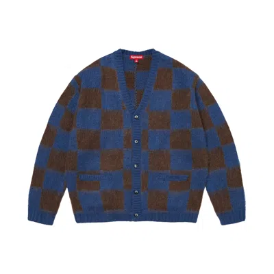 Pre-owned Supreme Checkerboard Cardigan 'blue' | Men's Size M
