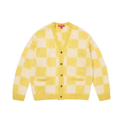 Pre-owned Supreme Checkerboard Cardigan 'yellow' | Men's Size L