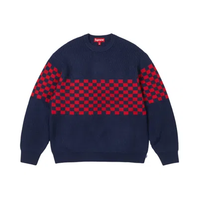 Pre-owned Supreme Checkerboard Pilled Sweater 'navy' | Blue | Men's Size Xl