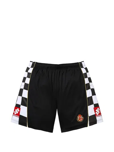 Supreme Checkerboard-print Soccer Shorts In Black