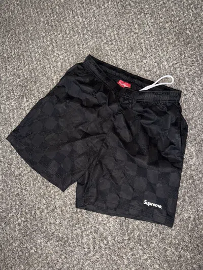 Pre-owned Supreme Checkered Soccer Shorts (ss16) Black (s)