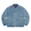 Supreme Checks Embroidered Denim Jacket 'teal' In Blue