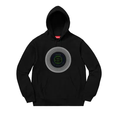 Pre-owned Supreme Chenille Appliqué Hooded Sweatshirt 'black'