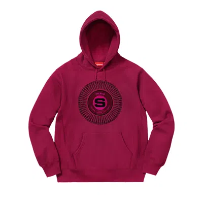 Pre-owned Supreme Chenille Appliqué Hooded Sweatshirt 'dark Magenta' In Purple