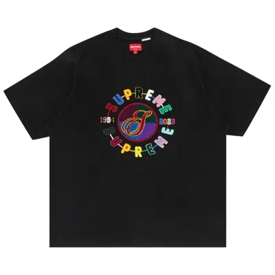 Pre-owned Supreme Chenille Crest Short-sleeve Top 'black' | Men's Size Xl
