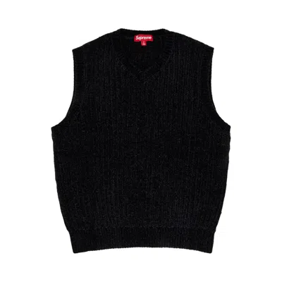 Pre-owned Supreme Chenille Sweater Vest 'black'