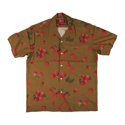 Pre-owned Supreme Cherry Rayon Short-sleeve Shirt 'brown' | Men's Size M
