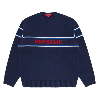 Pre-owned Supreme Chest Stripe Sweater 'navy' In Blue