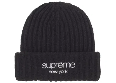 Pre-owned Supreme Chunky Rib Classic Logo Beanie In Black