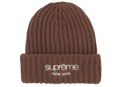 Pre-owned Supreme Chunky Rib Classic Logo Beanie In Brown
