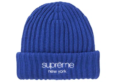 Pre-owned Supreme Chunky Rib Classic Logo Beanie In Royal In Blue