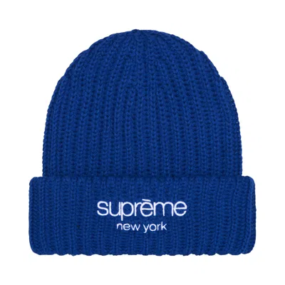 Pre-owned Supreme Chunky Rib Classic Logo Beanie 'royal' | Blue | Men's Size Onesize