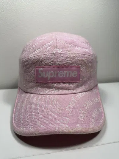 Pre-owned Supreme Circles Jacquard Denim Camp Cap Hat In Pink