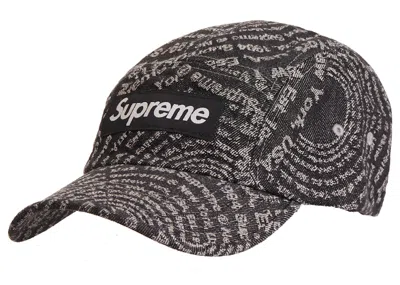 Pre-owned Supreme Circles Jacquard Denim Camp Cap In Black
