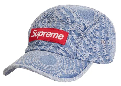 Pre-owned Supreme Circles Jacquard Denim Camp Cap In Blue