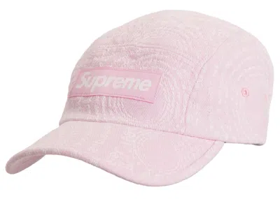 Pre-owned Supreme Circles Jacquard Denim Camp Cap In Pink