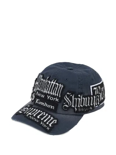 Supreme City Patches Six-panel Cap Hat In Blue