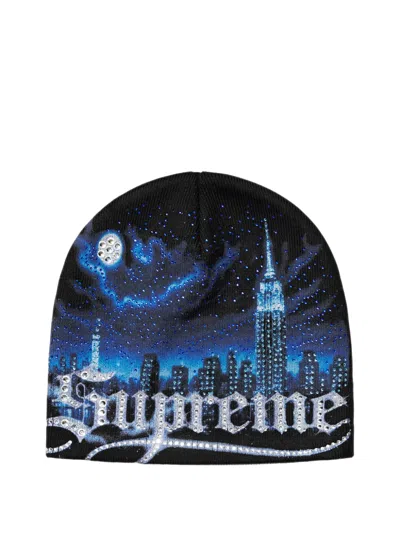 Supreme Cityscape Beanie Hat In Blue