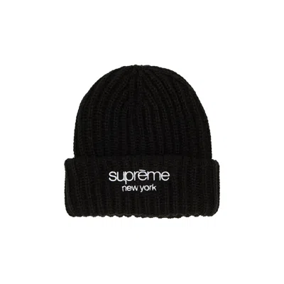 Pre-owned Supreme Classic Logo Chunky Ribbed Beanie 'black'