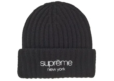 Pre-owned Supreme Classic Logo Chunky Ribbed Beanie (fw24) In Black