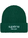 Supreme Classic Logo Chunky Ribbed Beanie In Green