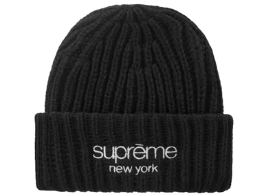 Pre-owned Supreme Classic Logo Chunky Ribbed Beanie In Black