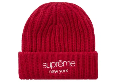 Pre-owned Supreme Classic Logo Chunky Ribbed Beanie In Red