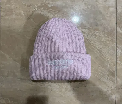 Pre-owned Supreme Classic Logo Chunky Ribbed Beanie In Pink