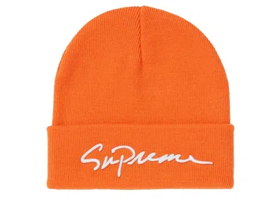 Pre-owned Supreme Classic Script Beanie In Orange