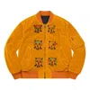 Supreme Clayton Patterson Skulls Velvet Ma-1 Jacket 'yellow White Black Red' In Orange