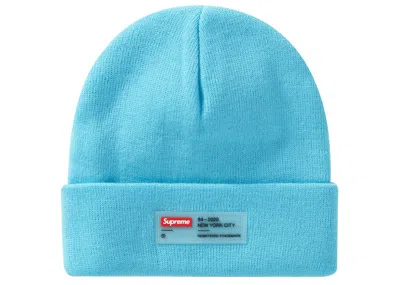 Pre-owned Supreme Clear Label Beanie In Cyan
