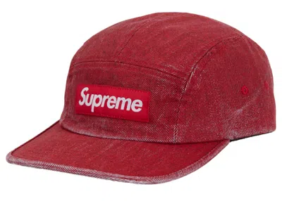 Pre-owned Supreme Coated Denim Camp Cap In Red