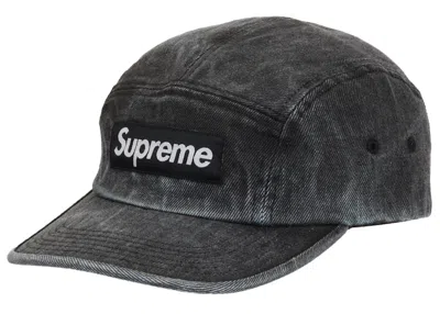 Pre-owned Supreme Coated Denim Camp Cap (ss24) In Black