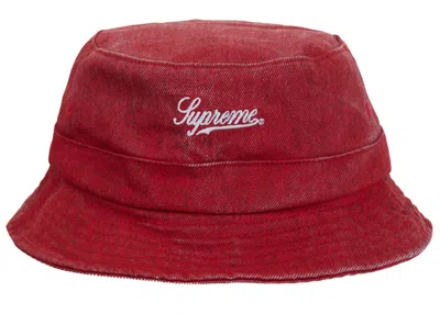 Pre-owned Supreme Coated Denim Crusher Hat In Red