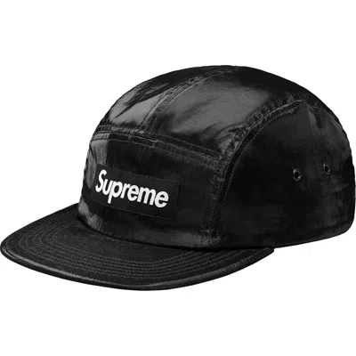 Pre-owned Supreme Coated Linen Camp Cap In Black