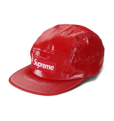 Pre-owned Supreme Coated Linen Camp Cap In Red