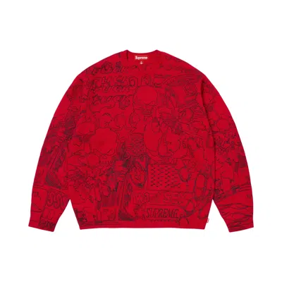 Pre-owned Supreme Collage Embroide Sweater 'red' | Men's Size S