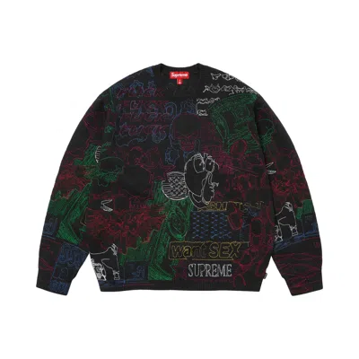 Pre-owned Supreme Collage Embroidered Sweater 'black' | Men's Size M