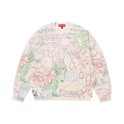 Pre-owned Supreme Collage Embroidered Sweater 'white' | Men's Size S