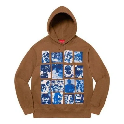 Supreme Collage Grid Hooded Sweatshirt 'brown Blue'