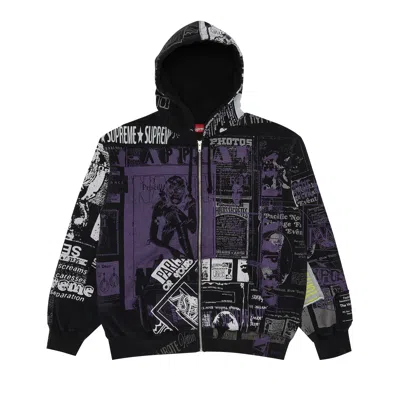 Pre-owned Supreme Collage Zip Up Hooded Sweatshirt 'black'