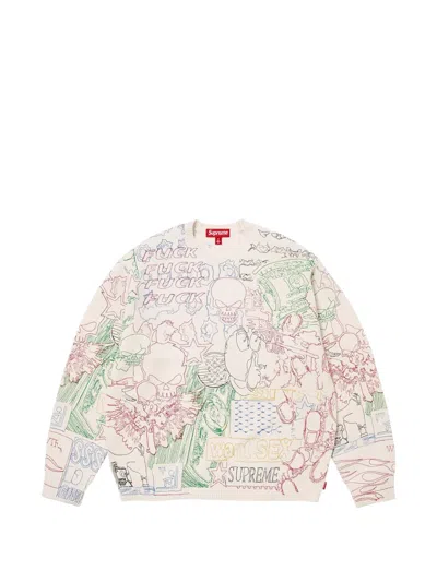 Supreme Collage-embroidered Sweater In White