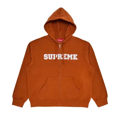 Pre-owned Supreme Collegiate Appliqué Zip Up Hooded Sweatshirt 'rust' | Orange | Men's Size S