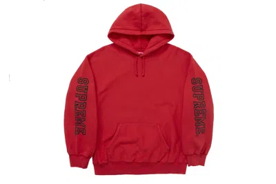 Pre-owned Supreme Collegiate Sleeve Hooded Sweatshirt Burnt Red