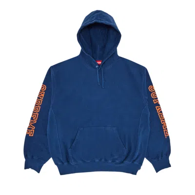 Pre-owned Supreme Collegiate Sleeve Hooded Sweatshirt 'dark Royal' In Blue