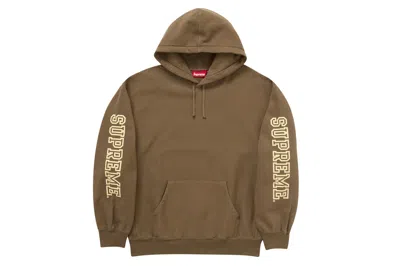 Pre-owned Supreme Collegiate Sleeve Hooded Sweatshirt Olive Brown